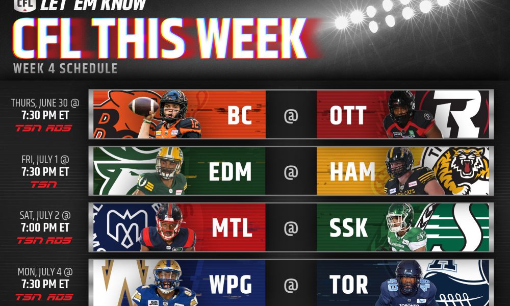 Week 4 In The CFL, Stats and Storylines Heading Into This Week’s Action