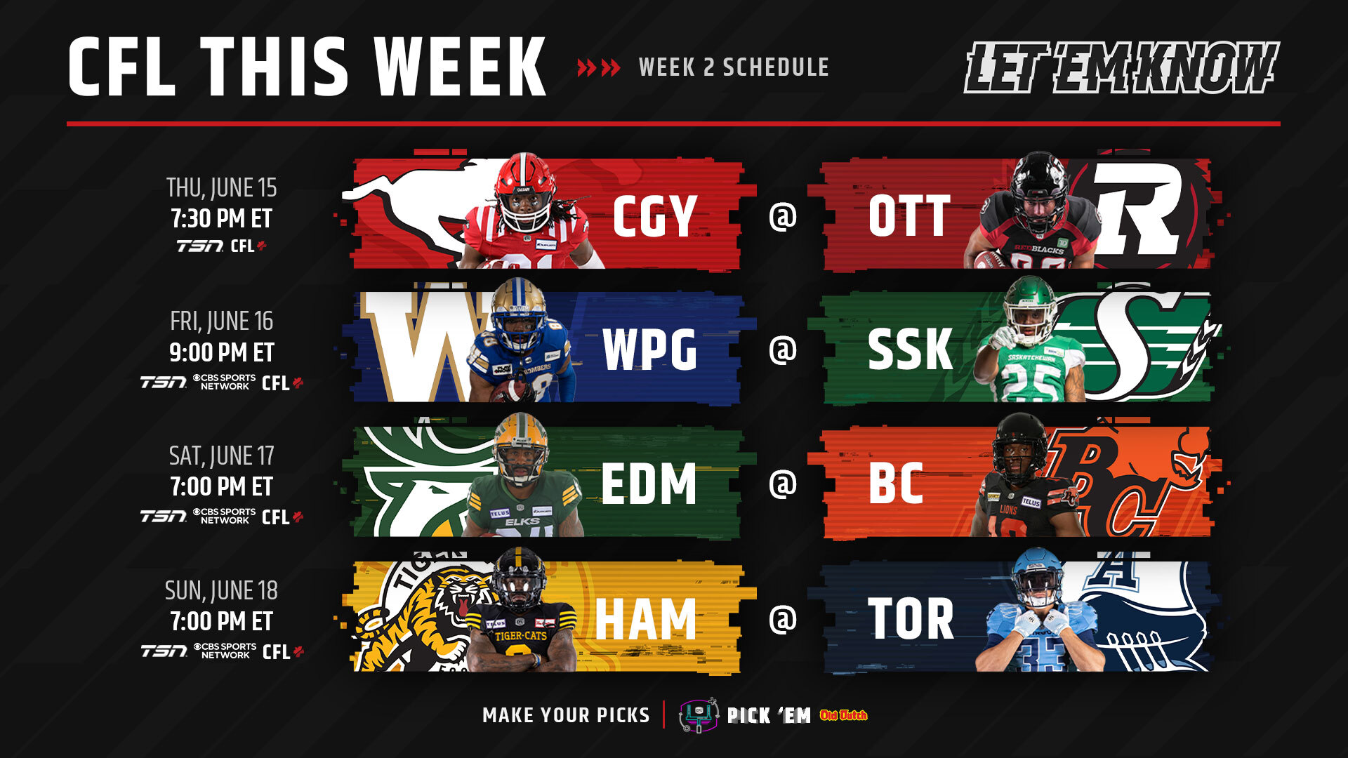 CFL Schedule Games on TV Today, Hamilton vs Toronto, Odds (Sunday, June 18)