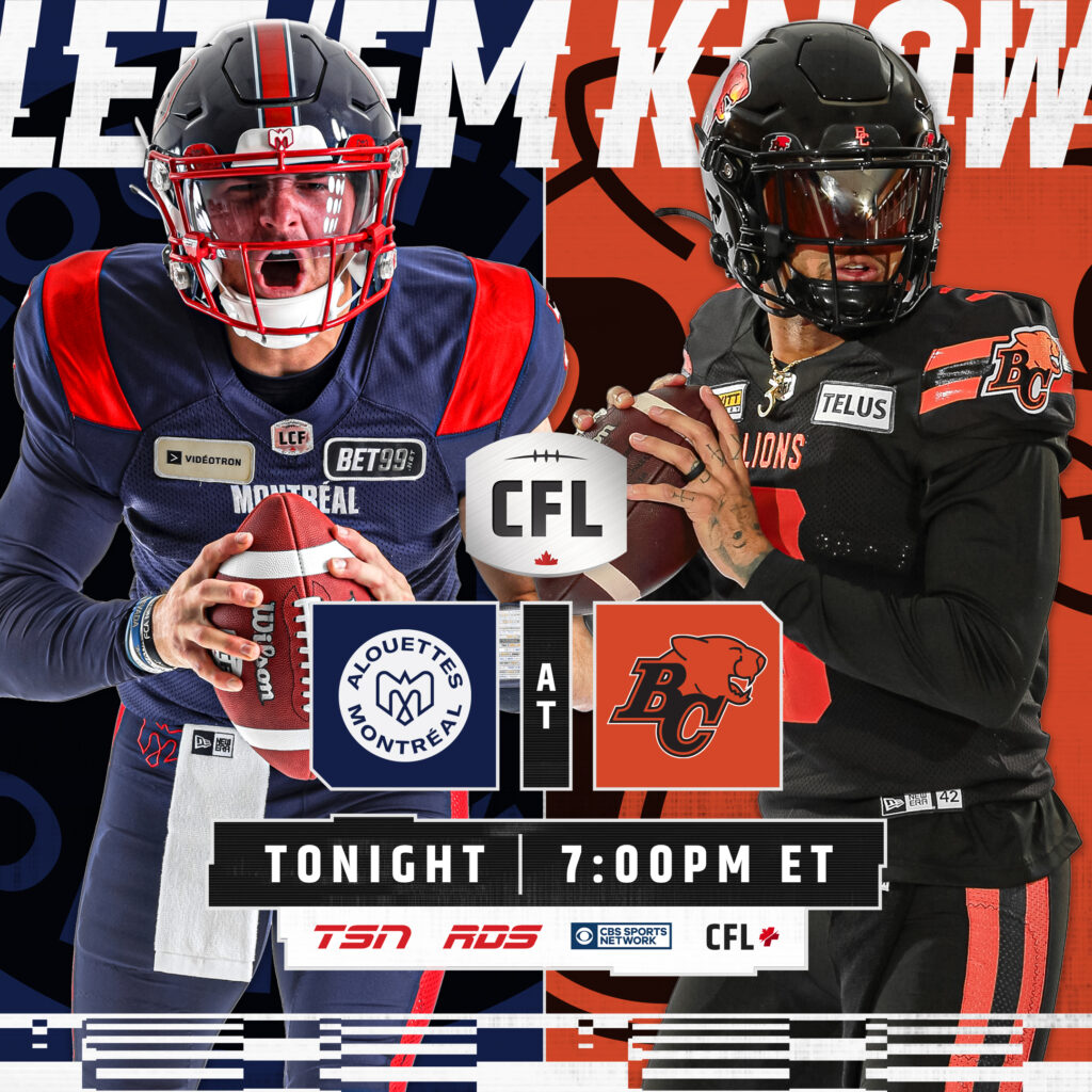 CFL Schedule: BC Lions Vs. Montreal Alouettes, Odds, CFL Live Stream ...