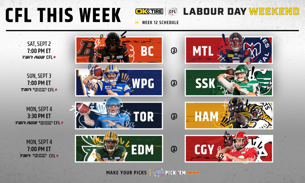 CFL Schedule: Argonauts vs Tiger-Cats, Elks vs Stampeders, Odds, CFL Live  Stream Free, CFL Games Today (Monday, September 3)