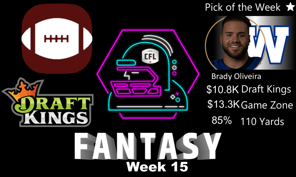 CFL Week 17 Fantasy Football Picks and Sleepers: Draft Kings, Game Zone,  110 Yards Waiver Wire