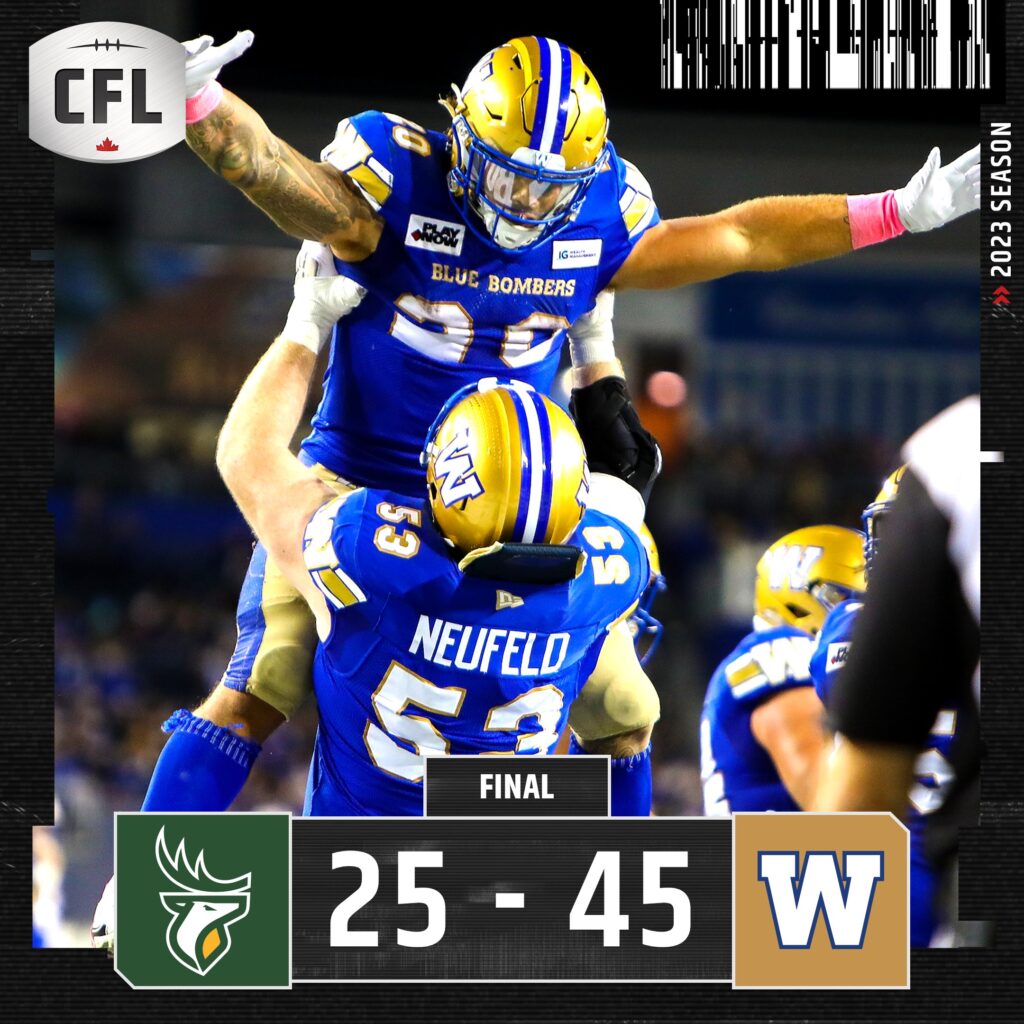 CFL Result Winnipeg Triumphs Over Edmonton 4525, Making History on