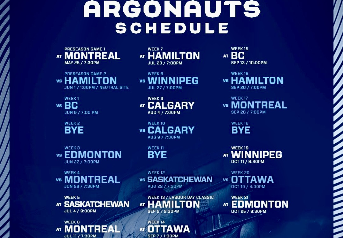 The Toronto Argonauts Unveil 2024 CFL Regular Season Schedule