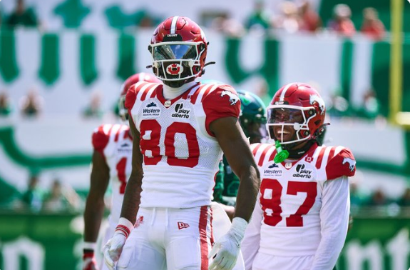 The Calgary Stampeders' receiver Damien Alford in the game vs Saskatchewan. 