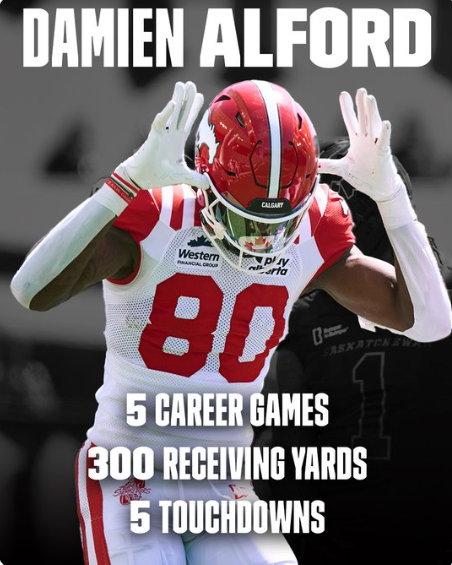 Calgary Stampeders' receiver Damien Alford 