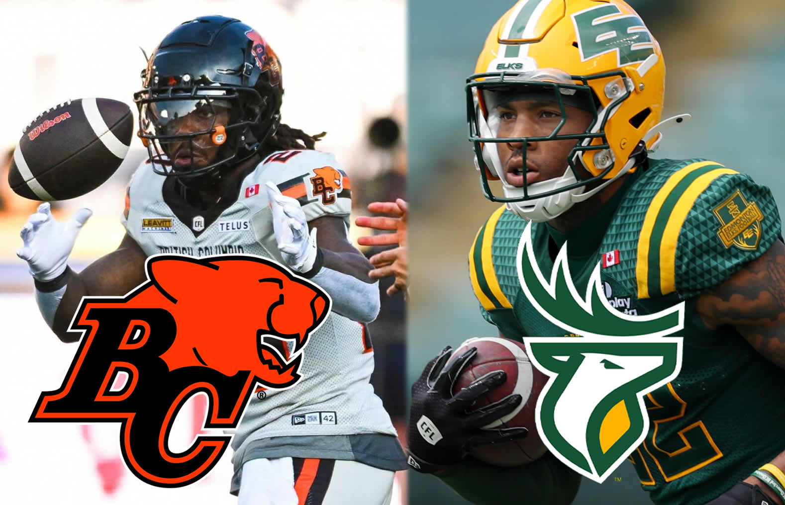 James Butler with BC Lions left Justin Rankin with Edmonton Elks right photo courtesy of cflca - CFL News Hub