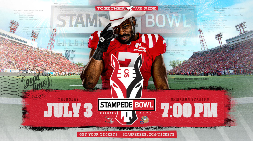 An advertisement for the Calgary Stampeders' first Stampede Bowl.