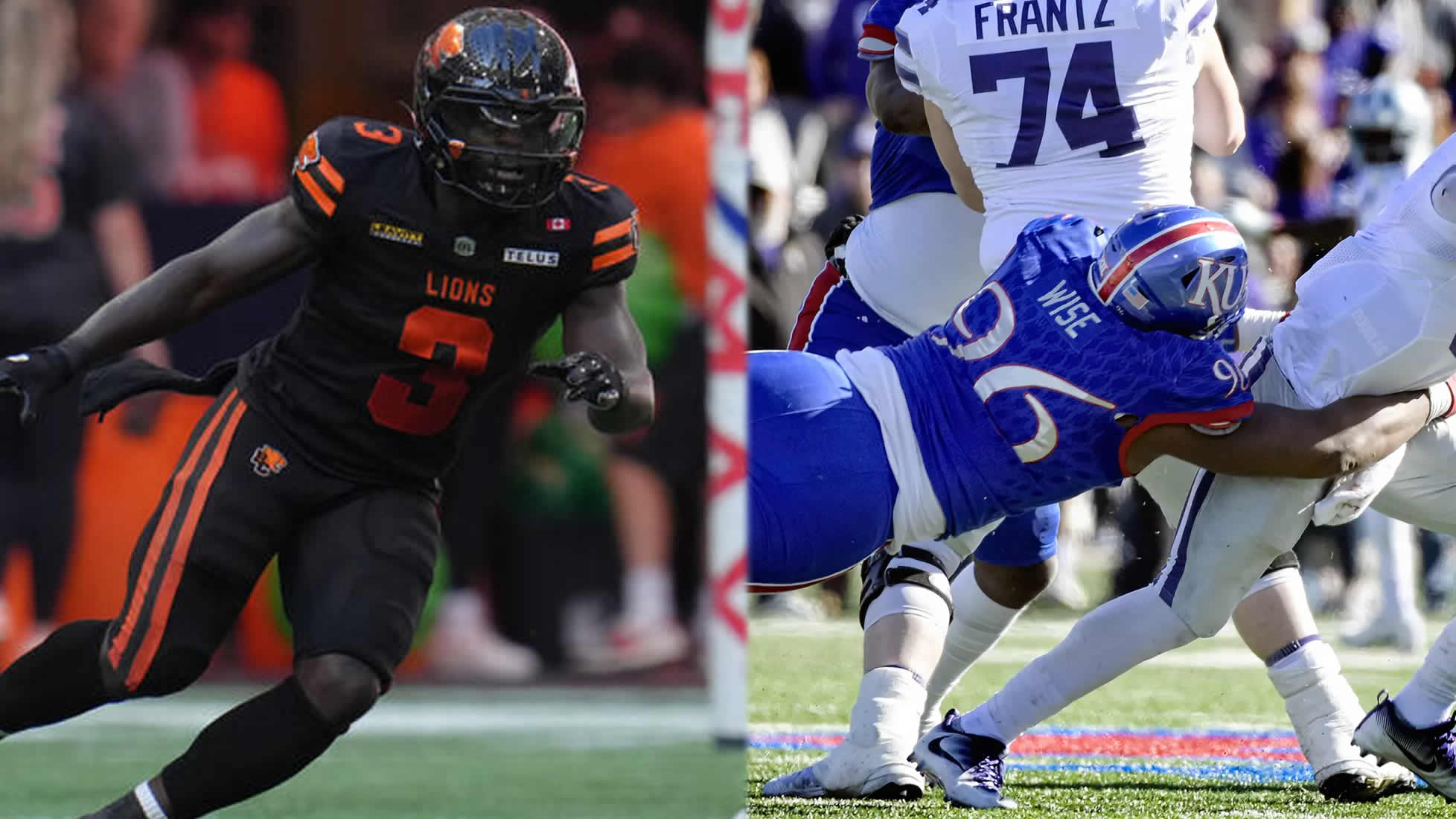 Micah Awe with BC courtesy of cflca Daniel Wise with Kansas courtesy of KU Athletics - CFL News Hub