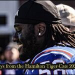 Two football players in blue jerseys smile side by side, with a bold black banner across the bottom reading 'Big Takeaways from the Hamilton Tiger-Cats 2026 CFL Draft'