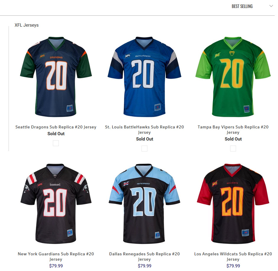 XFL Jersey Sold Out