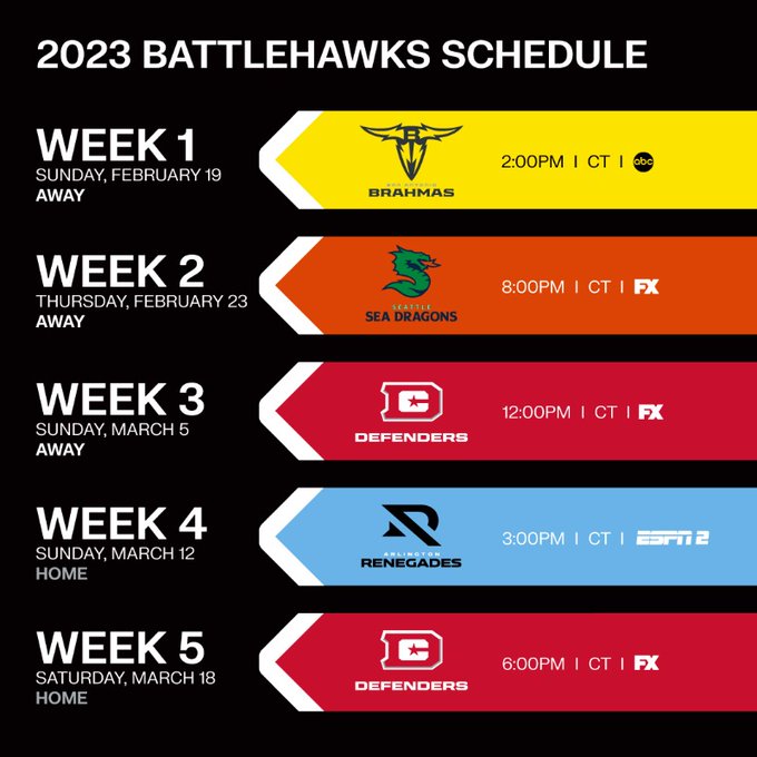 A Way Too Early Breakdown of the 2023 Battlehawks Schedule