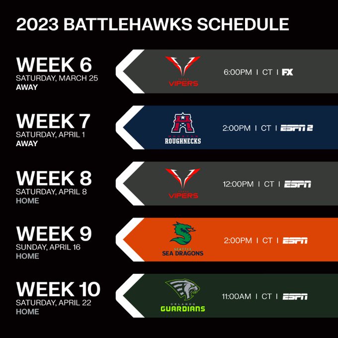 St. Louis Battlehawks release 2023 schedule