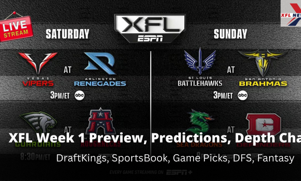 XFL Week 1 Preview, Predictions, Depth Chart, DraftKings, SportsBook