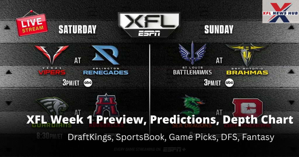 XFL Week 1 Preview, Predictions, Depth Chart, DraftKings, SportsBook